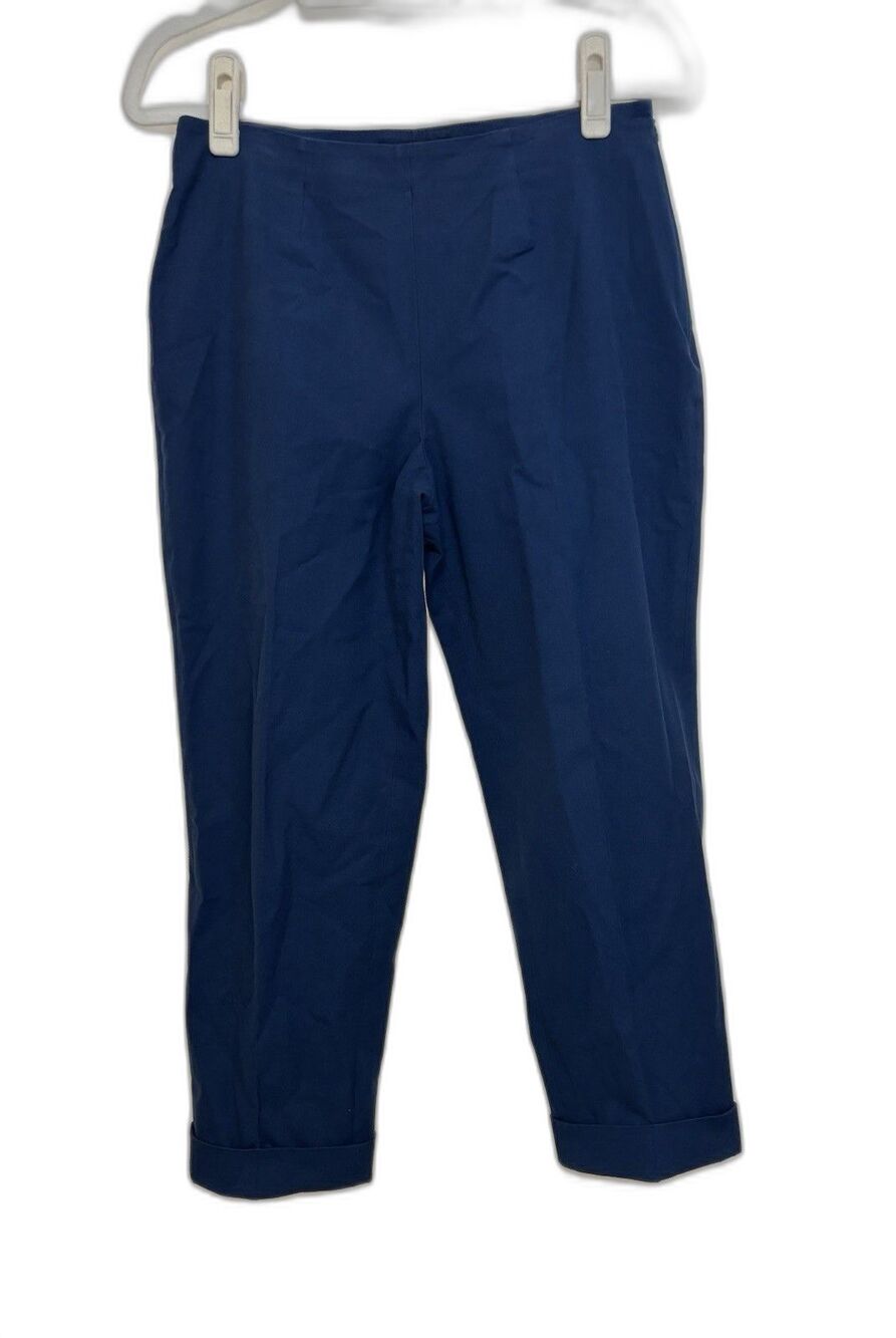 Piazza Sempione Navy Blue Audrey Cotton Cropped Pants Women US 8 10 44 L Capri